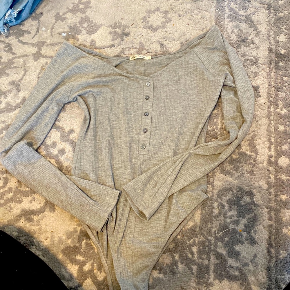 Gray long sleeve soft bodysuit